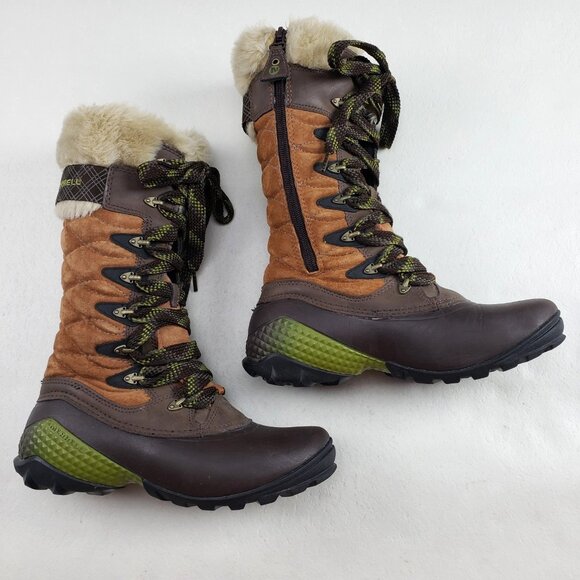 Merrell Winterbelle Waterproof Snow Boot Womens 6 Brown Leather Insulated Tall - Picture 1 of 14